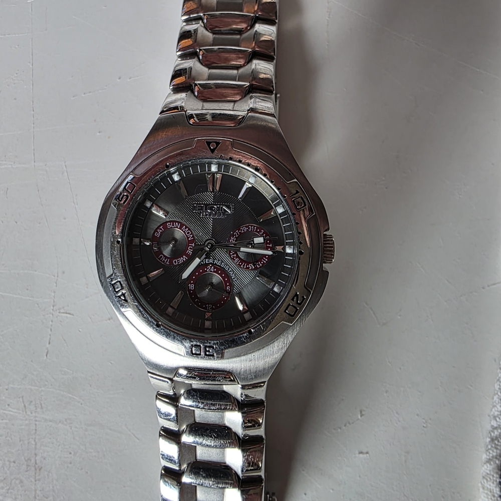 Men's Silver and Black Watch